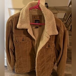 Vintage GAP Men's Brown Sherpa-Lined Jacket